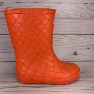 Hunter Boots Pul On Rain Boots Toddler Girls Size 10 Orange Red Sea Dragon Fish